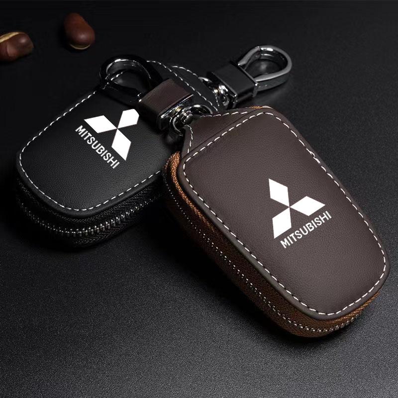 Leather Keychain Car Key Bag Multi Function Key Case for Mitsubishi Outlander Pajero Lancer Evolution RALLIART Car Accessories