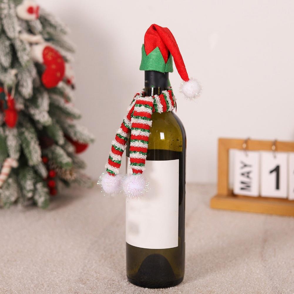 For Christmas Wine Bottle Mini Santa Hat and Scarf Kit Adds Seasonal Charm to Holiday Table Settings and Party Displays