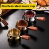 50/100/150 мл Чашка для соуса из нержавеющей стали с деревянной ручкой V-образный носик Чашка для эспрессо Кофе Приправы Салатные заправки Чашка для соуса для макания