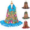 Women Lady Folk-Custom Print Tie Tassel Square Scarf Wrap Shawl Travel Scarve