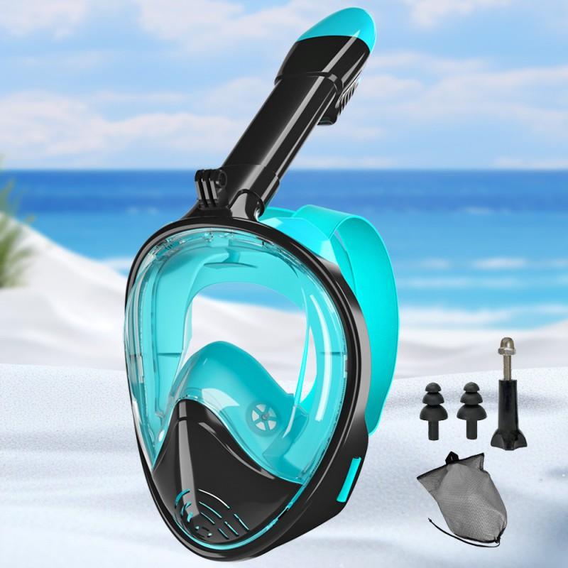 Full Dry Snorkel Mask With Anti-Fog Lens Silicone Face Seal Adult Snorkeling Gear Set