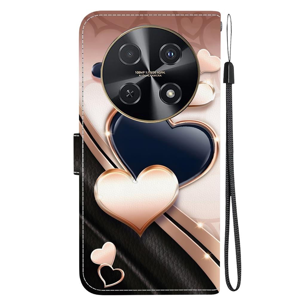 Чехол-книжка из искусственной кожи ручной работы для Huawei nova 12i, противоскользящий, противоударный чехол с ремешком на запястье и дизайном в виде сердца/розы/кошки