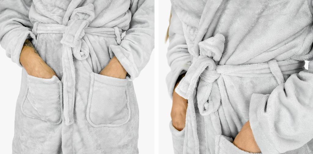 Women's warm bathrobe with hood, long soft housecoat, birthday gift