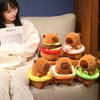 Kawaii Capybara With Hamburger Swimming Ring Plush Stuffed Toy Simulation Animal Doll Pillow Children's Toy Birthday Gift