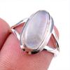 Кольцо из стерлингового серебра 925 пробы с натуральным радужным лунным камнем, размер 6 U0k85