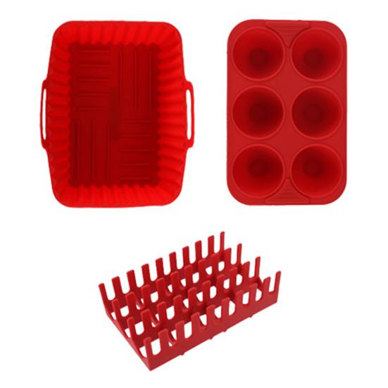 Набор силиконовых вкладышей для фритюрницы Противень с антипригарным покрытием Подставка для хот-догов и бекона Многоразовые формы для выпечки Посуда для приготовления пищи в фритюрнице