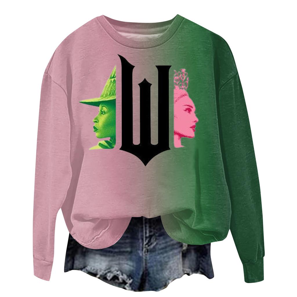 Женская модная повседневная футболка с рукавами реглан и принтом ведьмы с круглым вырезом