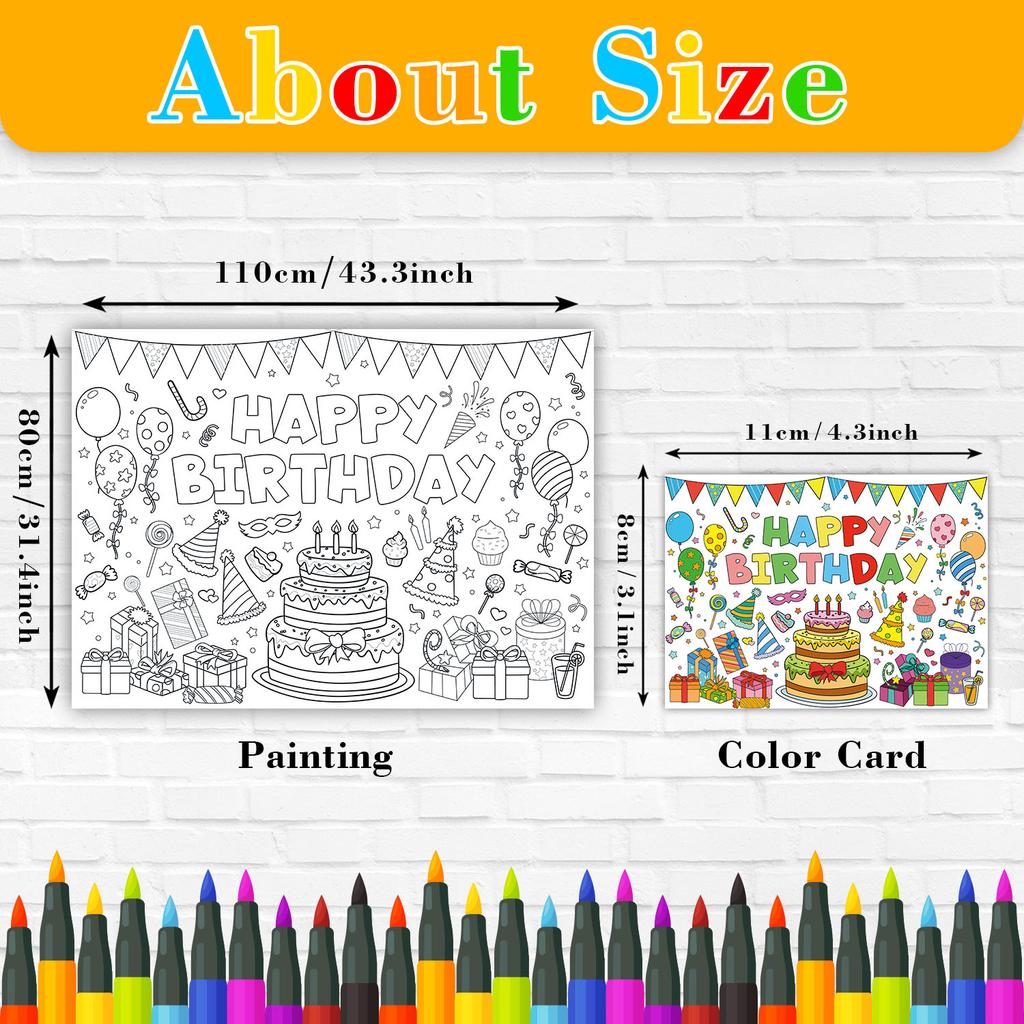 Large Children Drawing Diy Birthday Sticky Color Filling Paper Coloring Paper Coloring Tablecloth For Kids Early Educational Toy
