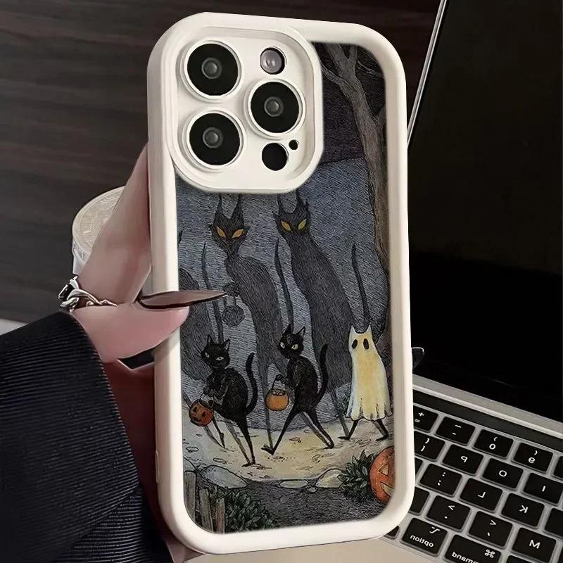 Темный Забавный Монстр Кот Лиса Креативный Чехол для Телефона Для iPhone 17 16 15 14 13 11 12 Pro Max 7 8 Plus X XS XR Ударопрочная Задняя Крышка