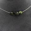 Stones and Minerals. 4 Nephrite Jade Bead Necklace from Xiuyan China. Steel Chain Necklace Women, Men. Customizable Size.