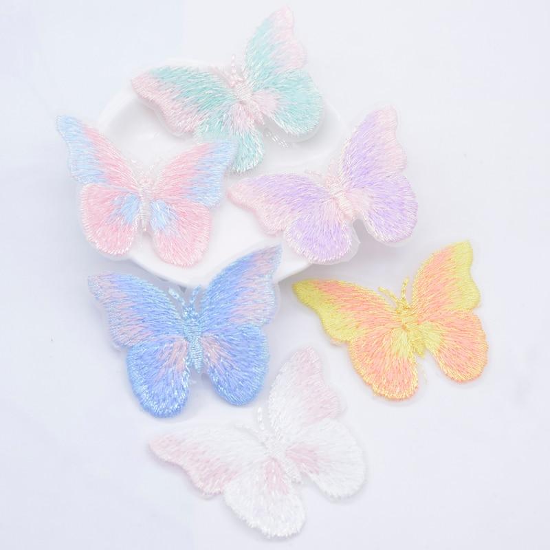 12Pcs 58*45mm Embroidered Knitting Butterfly for Clothes Hat Gloves Sewing Patches DIY Headwear Hair Clips Decor Accessories