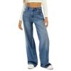 Women's High Waist Washed Women's Jeans Fashionable Versatile Straight Leg Pants