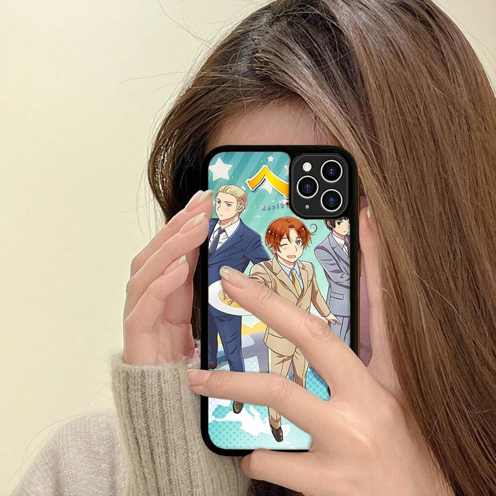 Мультяшный чехол Hetalia Axis Powers для iPhone 11 12 13 14 15 Pro Max 17 16 Plus, Жесткая задняя крышка из PC+TPU