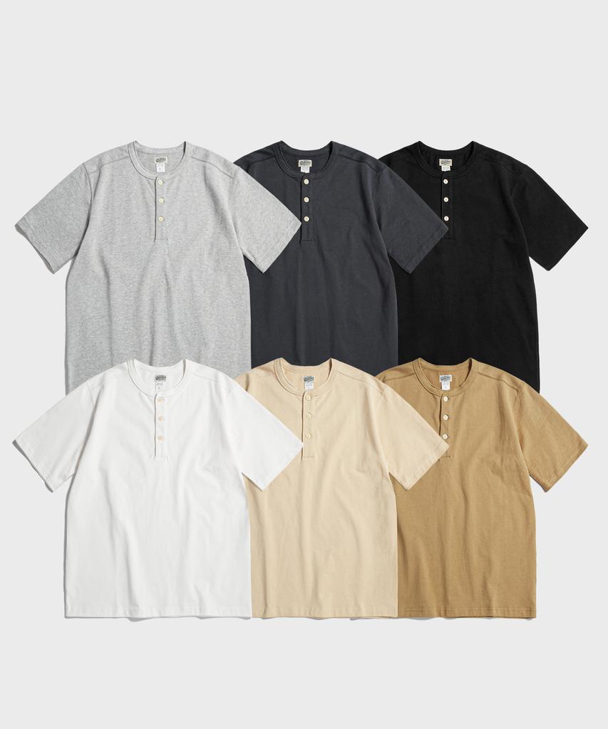 Beulonseun Хлопковая футболка-henley с коротким рукавом, 10,6 унций, белая
