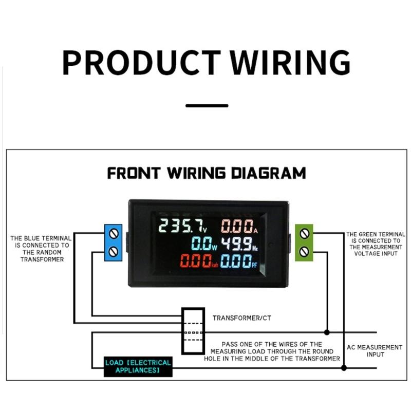 D69-2058 Electric Energy Gauge Digital Color LCD Tester with Accurate Ammeter Voltmeter Tester for Industrial Use