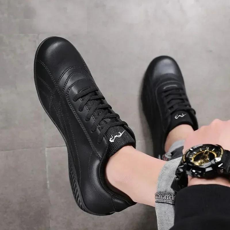 Модные мужские кожаные повседневные туфли для ежедневной ходьбы, дышащие кроссовки, мокасины для вождения на шнуровке, нескользящие официальные туфли Zapatillas Hombre