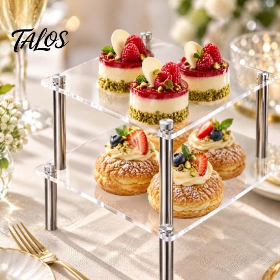 Acrylic Storage for Desserts Cake Stand, Multi-Tier Food Display Clear Cupcake Holder, Risers Figurines Adjustable Metal Support Dessert Table