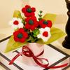 Finished Crochet Flowers Bouquet Cream Puffs Flower Handmade Artificial Flowers Decor Knitted Flower Bouquet