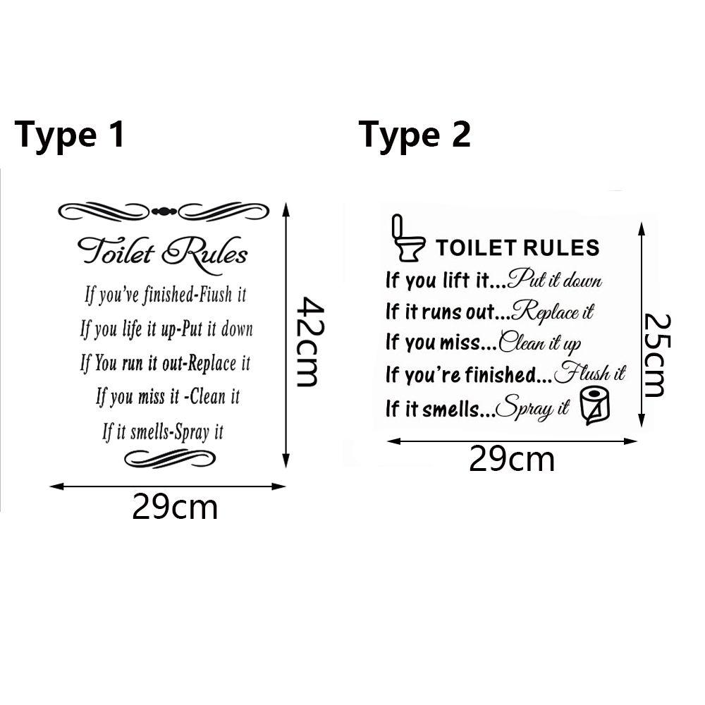 DIY Bathroom Wall Art Home Decor Quotation Decals Wall Stickers Mural Toilet Rules