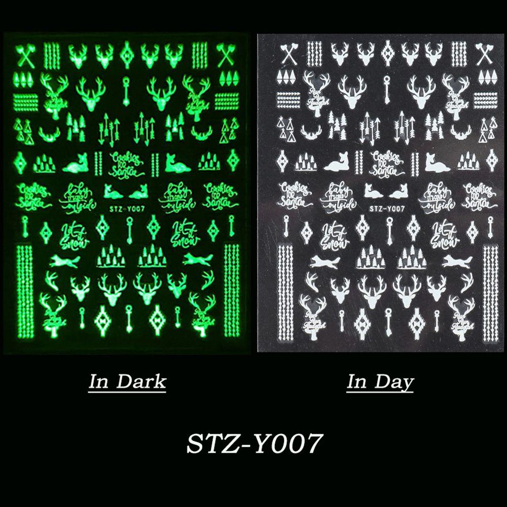 Art Slider светящиеся в темноте самоклеящиеся наклейки белые снежинки 3D светящиеся рождественские наклейки для ногтей