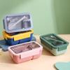 Portable Lunch Box Rectangle/square Kids Bento Box Leakproof Lunch Containers with Tableware Microwave Adults Food Container