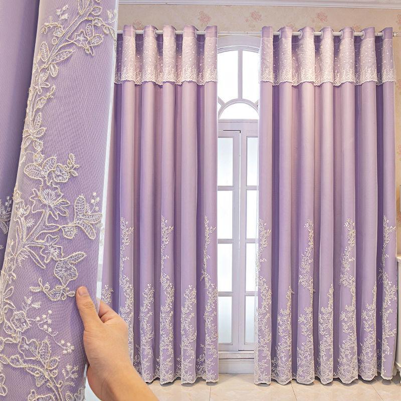Современный пасторальный стиль, двойная интегрированная кружевная вышитая марлевая занавеска, затеняющая теплоизоляционная занавеска