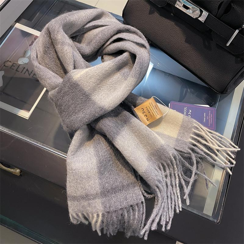 100% Wool Australian Pure Wool Plaid Scarf Winter Versatile Warm Couple Scarf