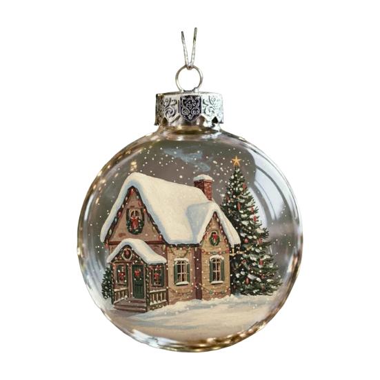 Прозрачные шары Винтажные украшения Домик в снежной деревне/Рождественская елка/Снеговик Подвесные шары для фермерского дома Рождественская елка Праздничная Свадебная Домашняя Декорация