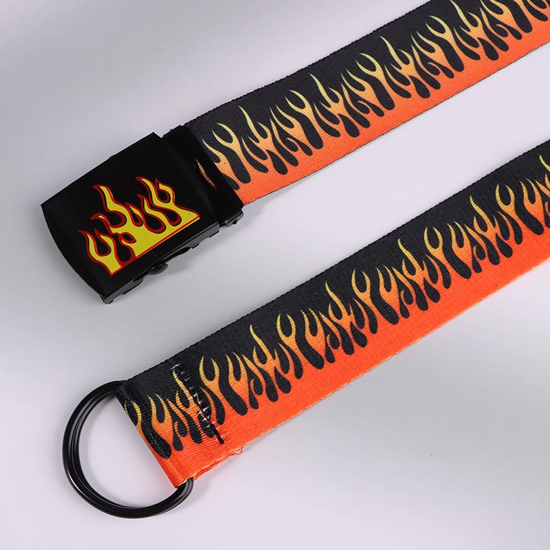 Hip Hop Men'S Canvas Belt Personalized Casual Flame Belt Designer Belts For Women Cowboy Strap Punk