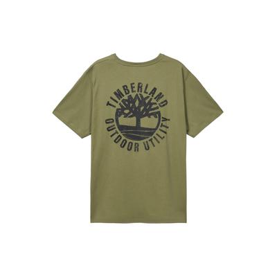 Timberland Уличная повседневная простая удобная дышащая футболка с круглым вырезом и коротким рукавом с принтом букв, топы унисекс оливково-зеленого цвета A42Q5-EG5