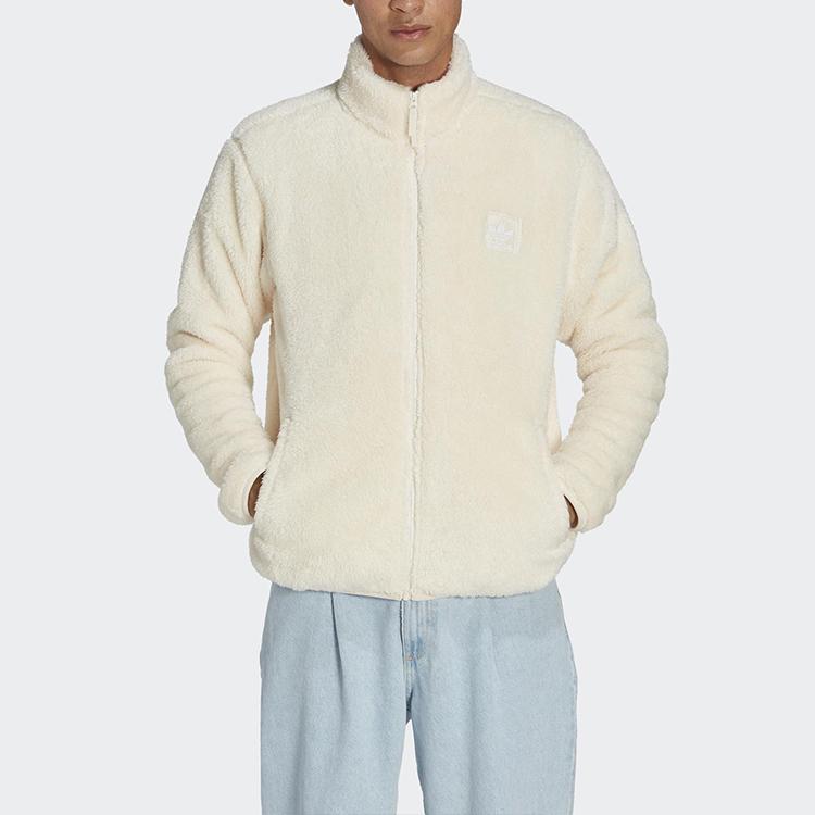 Adidas Мужская куртка Originals Solid Color Logo с воротником-стойкой Off-White HR8622