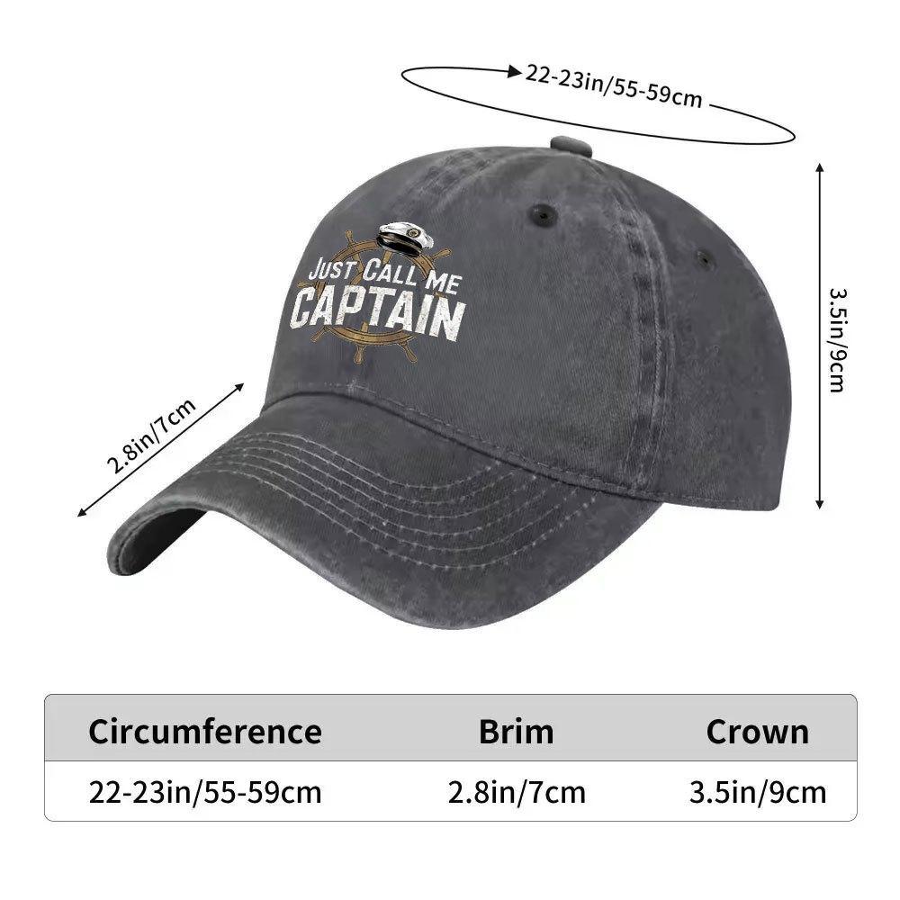 pc Adjustable Duckbill Baseball Cap with Just Call Me Captain Text Lightweight Unisex Snapback Hat Suitable for Sports Tra