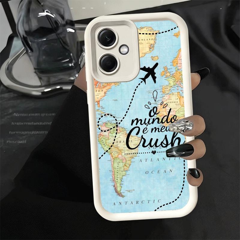 Travel Map Artistic Pattern Soft Phone Case for Xiaomi Redmi Note 15 14 13 12 11 Pro Plus 10S 11S 4G 11T 5G Shell Silicone Funda
