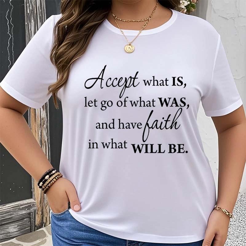 Женская повседневная футболка больших размеров, летняя футболка с принтом букв, повседневная свободная футболка с круглым вырезом и короткими рукавами, топы, одежда, футболка плюс