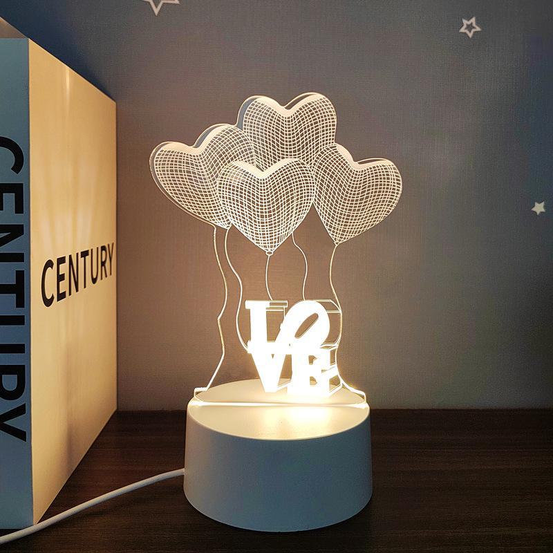 3D-светодиодный ночник: Креативный прикроватный светильник для защиты глаз в спальне, питание от USB, энергосберегающий, идеально подходит для общежитий и девочек.