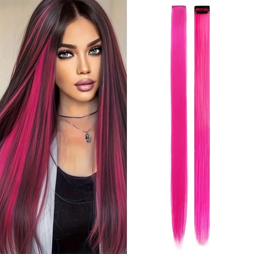 LISI HAIR 1 шт. синтетические длинные прямые цветные заколки для волос, подходящие разноцветные накладки для волос для женщин, повседневные аксессуары для вечеринок и фестивалей