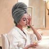 1Pc Ultra-Absorbent Microfiber Hair Towel Wrap For Women Quick Drying Soft On Curly Long Thick Hair With Secure Black Strap