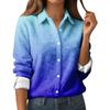 Женская рубашка-блузка с принтом и пуговицами, длинный рукав, повседневный базовый рубашечный воротник, обычный топ