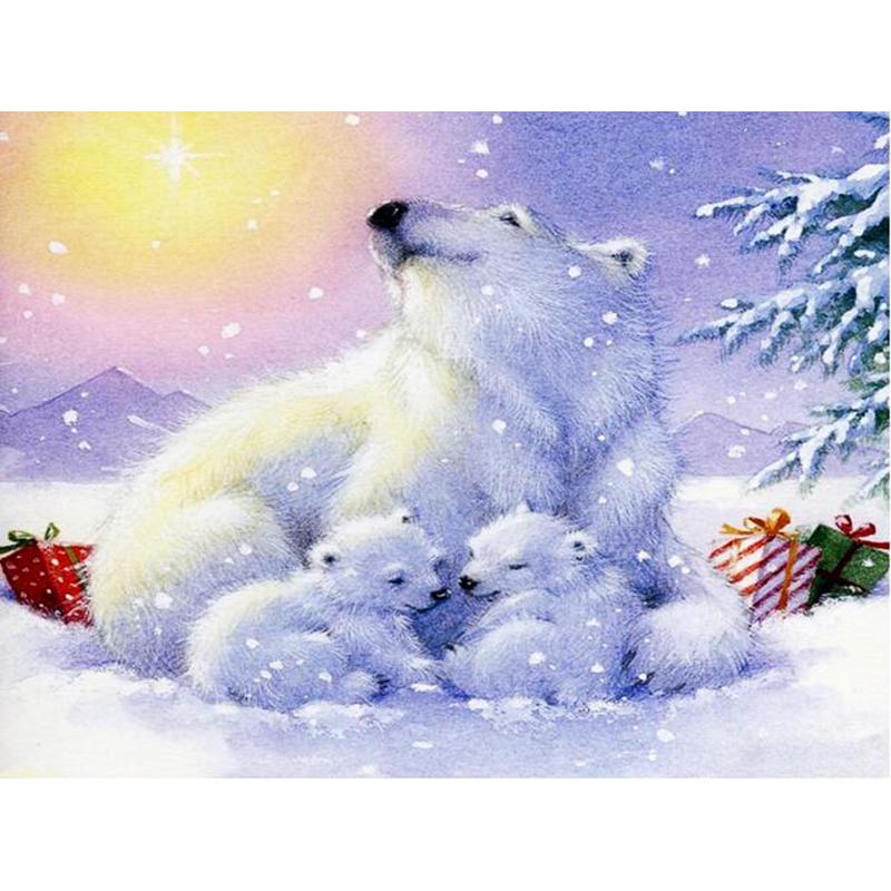 5D DIY Diamond Painting Full Round Drill Diamond Embroidery Animal Polar Bear Picture Mosaic Rhinestone Home Decoration
