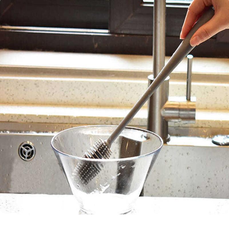 Силиконовая щетка для чашек, кухонные чистящие средства, длинная ручка, стеклянная бутылка для вина, стеклянная чашка, щетки для мытья и чистки