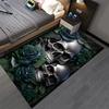 "Skull and Green Roses Pattern Gothic Style Carpet for Home Decor" Suitable for use as an anti-slip for living room bedroom sofas