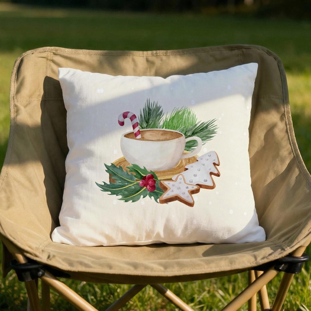 Christmas Santa and Deer Cushion Cover Soft Reversible Durable Pillow Cover MultiScene Use for Home Car Daily Comfort