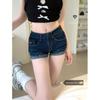 Женские пикантные ретро джинсовые шорты с низкой посадкой - Весна/Лето 2025 Утягивающие стрейч шорты