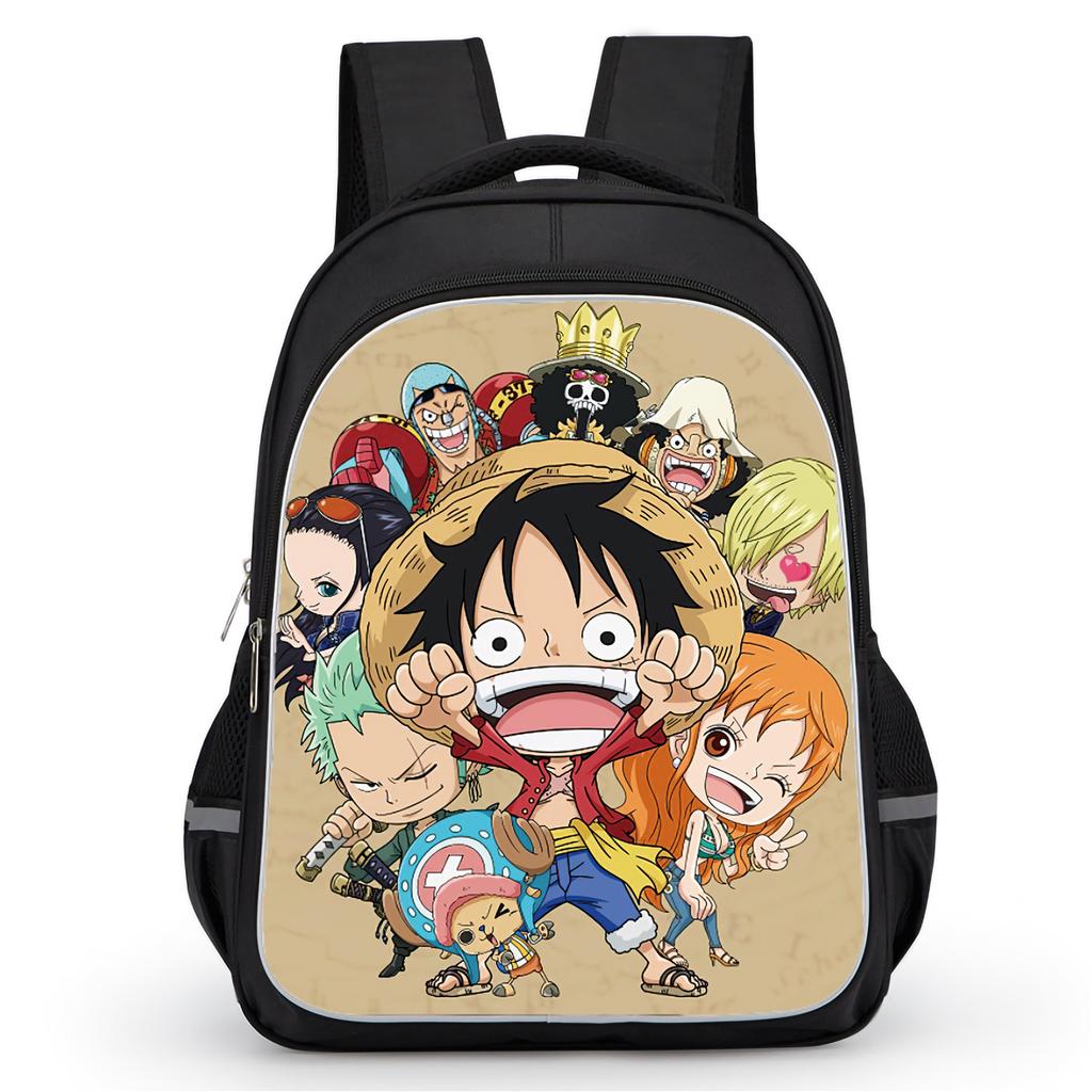 Черный Мультяшный Рюкзак One Piece 16 дюймов Mochila, Легкий Унисекс Школьный Рюкзак Дорожный Daypack для Мальчиков и Девочек Возраст 6-10 лет