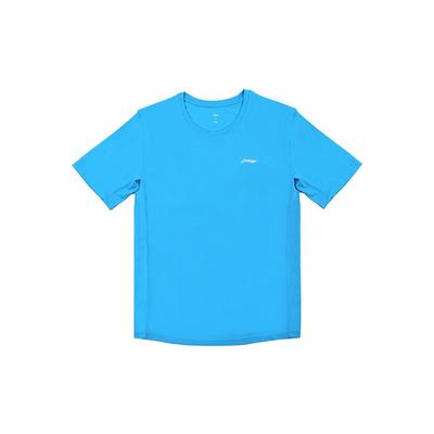 Футболка мужская с коротким рукавом и круглым вырезом с логотипом Li Ning, светло-голубая YTST073-1