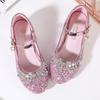 Princess Girls' Sequined High Heels - Soft, Non-Slip Leather Shoes for Spring and Autumn
