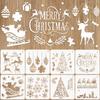 8Pcs/set Christmas Stencils Wall Painting Scrapbook Stencil Embossing Album Paper Card Templates DIY Gift Crafts Home Decoration