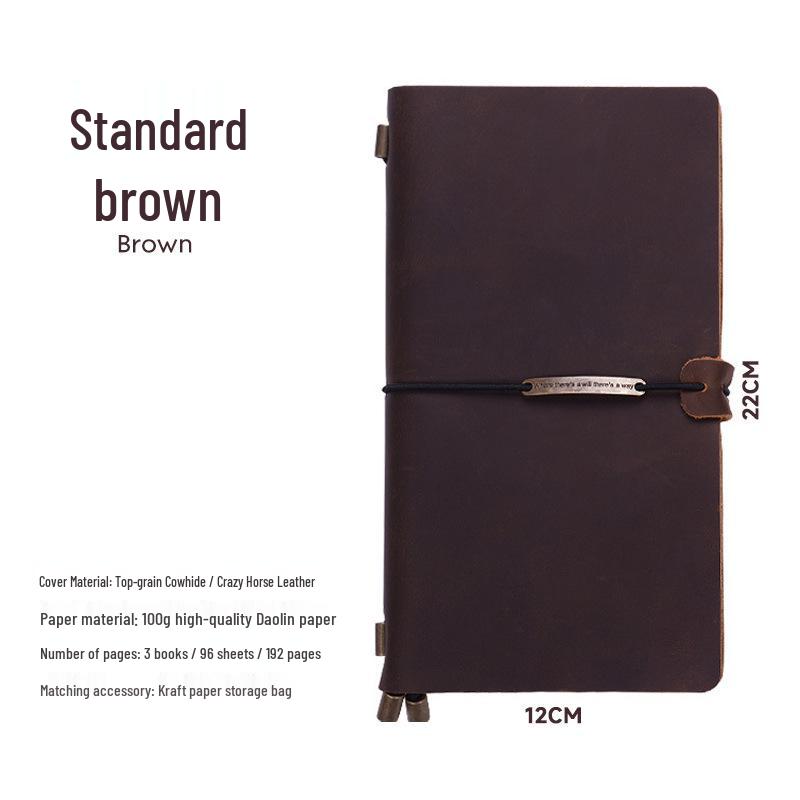 Genuine Leather Retro Traveler Notebook - Crazy Horse Finish, High-end Business Planner with Engraved Logo