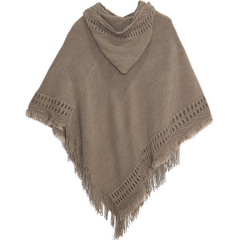 SHANGY2023 Однотонный женский модный шаль-накидка с капюшоном