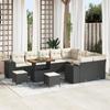 vidaXL 12-Piece Garden Sofa Set with Cushions Black Poly Rattan Acacia, vidaXL Garden Dining Set 3 3363995